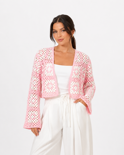 Gehäkelter Patchwork Cardigan