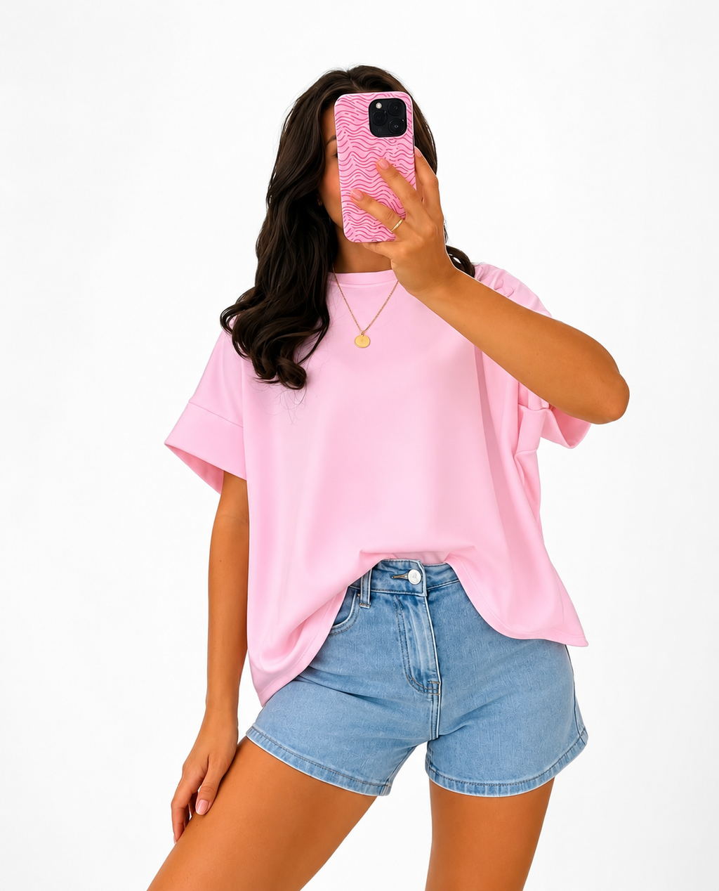 Oversized Basic T-Shirt aus Butterstoff