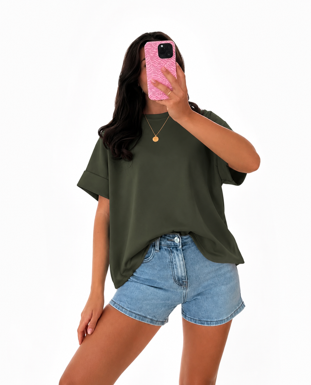 Oversized Basic T-Shirt aus Butterstoff