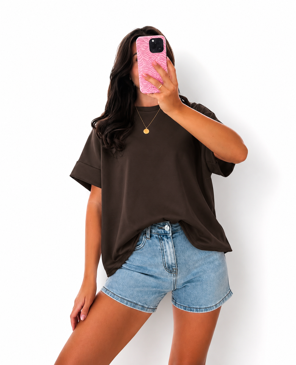 Oversized Basic T-Shirt aus Butterstoff