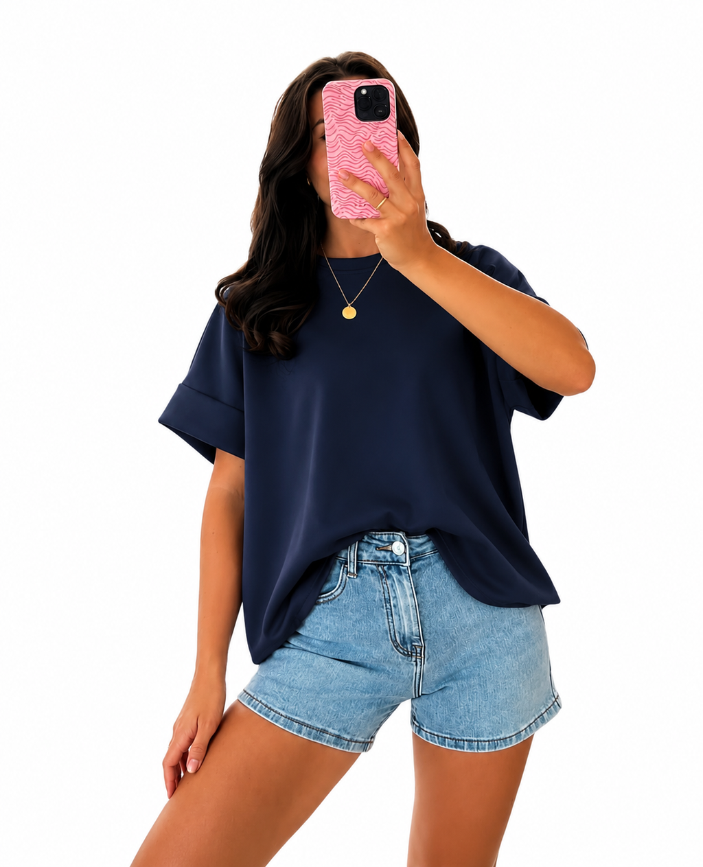 Oversized Basic T-Shirt aus Butterstoff