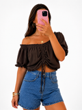 Musselin Carmen-Bluse mit Raffung